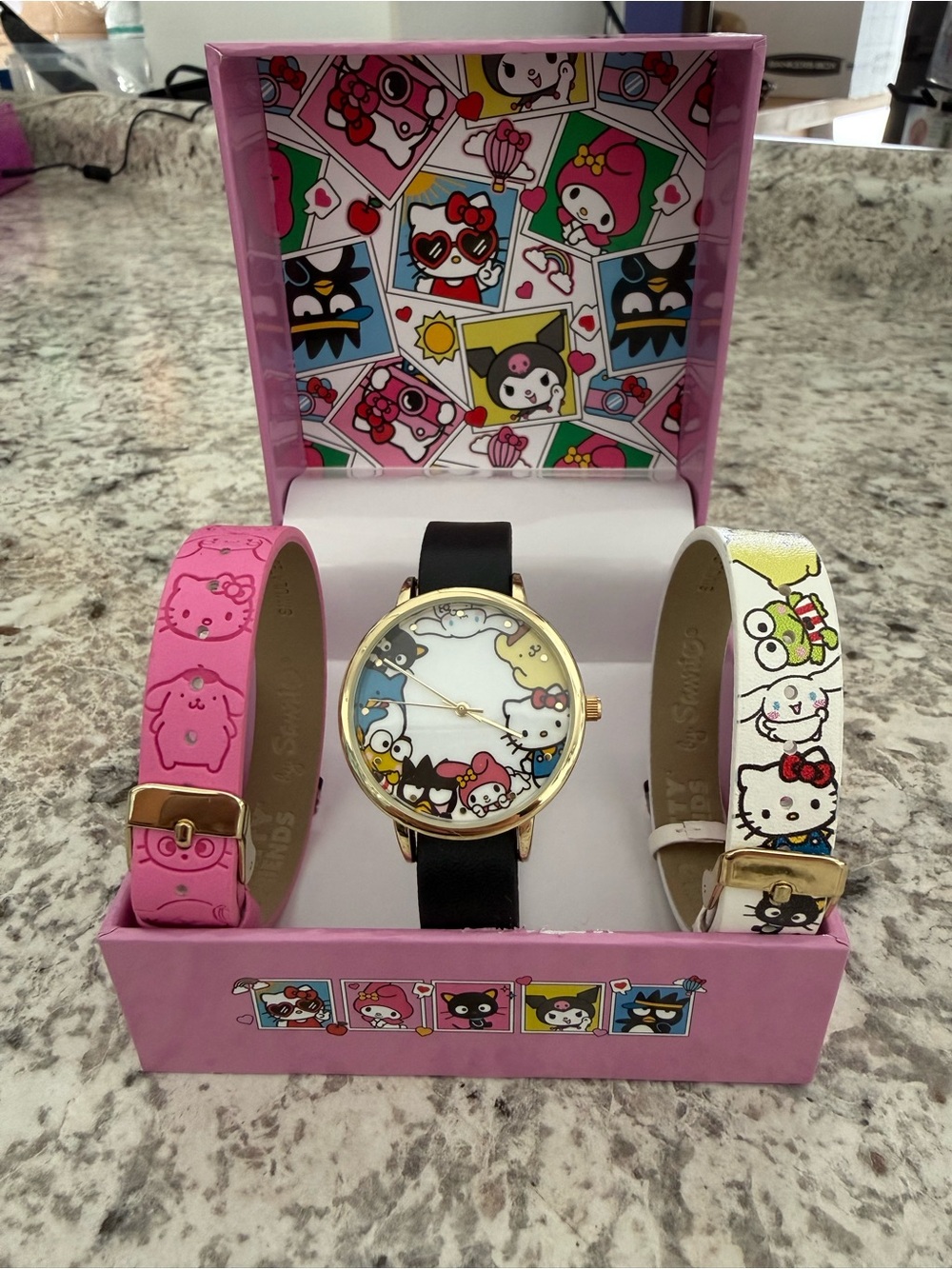 Hello Kitty Character Interchangeable Strap Watch - Pink, White, Black